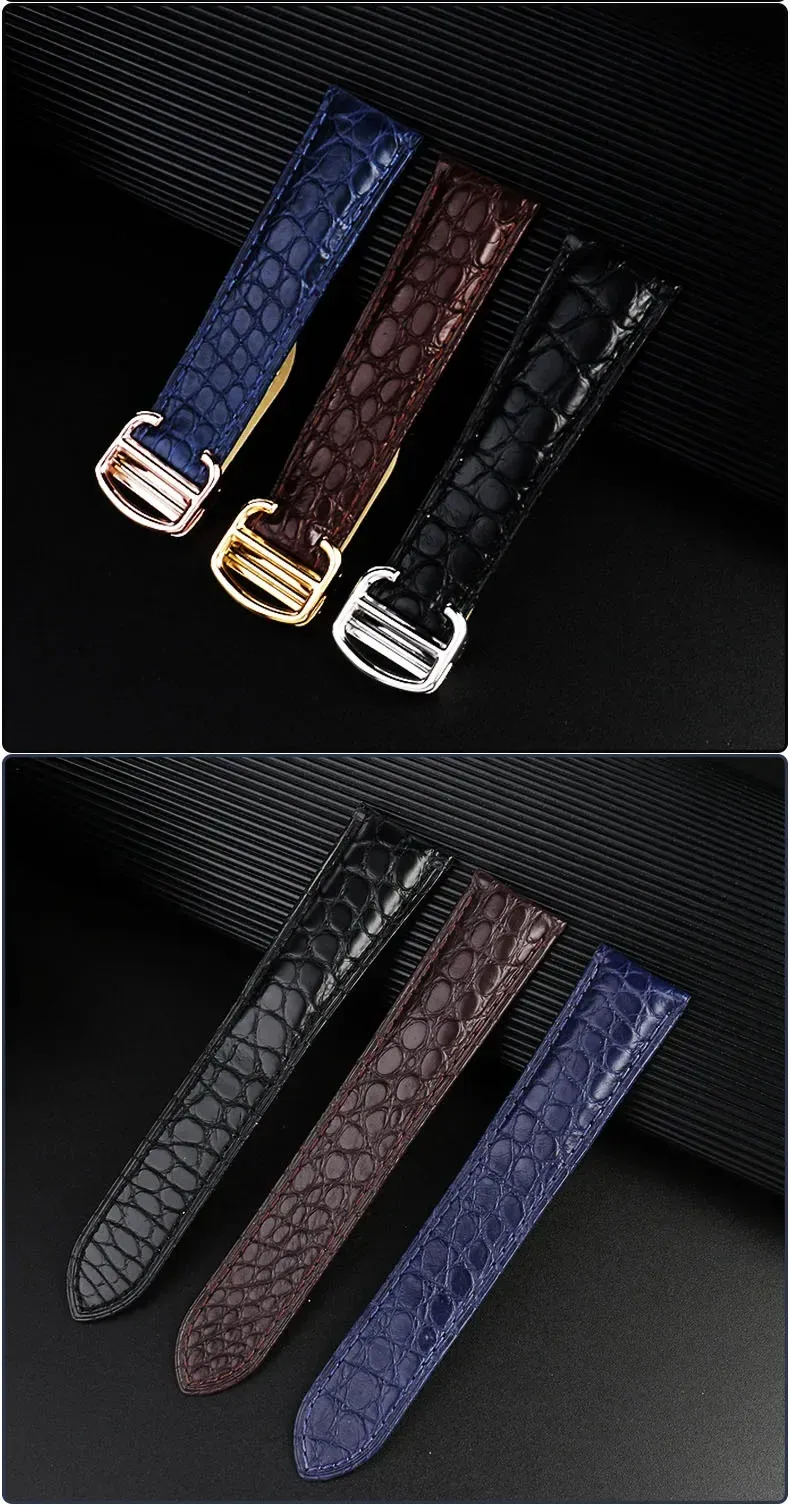 Bracelet montre cuir crocodile 14 à 25 mm