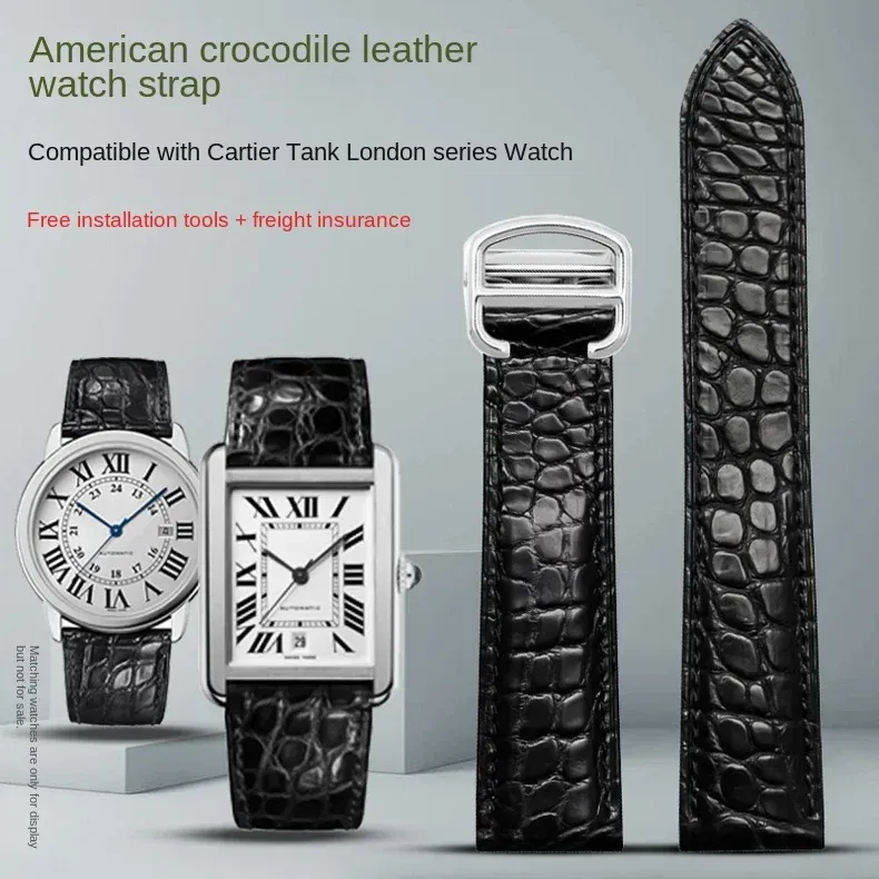 Bracelet montre cuir crocodile 14 à 25 mm
