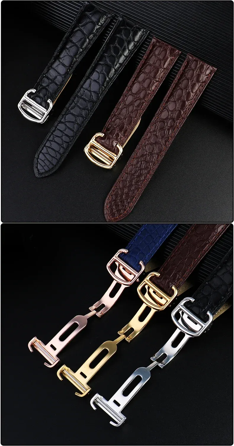 Bracelet montre cuir crocodile 14 à 25 mm