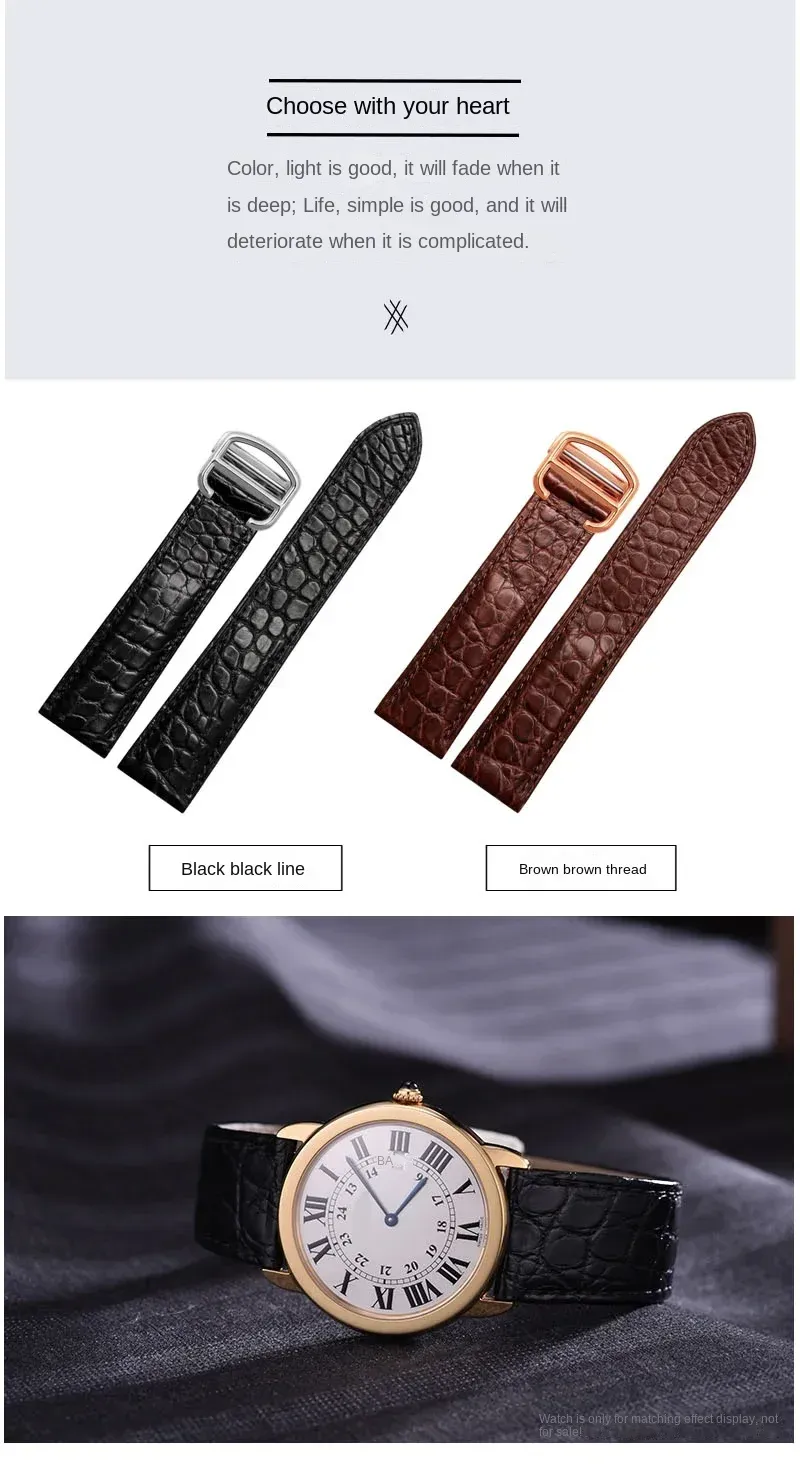 Bracelet montre cuir crocodile 14 à 25 mm