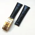 Bracelet montre cuir crocodile 20 mm pour Rolex – Band Color Black-gold