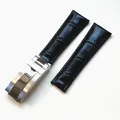 Bracelet montre cuir crocodile 20 mm pour Rolex – Band Color Black-silver