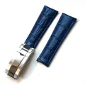 Bracelet montre cuir crocodile 20 mm pour Rolex – Band Color Blue-silver