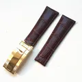Bracelet montre cuir crocodile 20 mm pour Rolex – Band Color Brown-silver