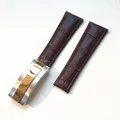 Bracelet montre cuir crocodile 20 mm pour Rolex – Band Color Brown-silver gold