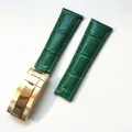 Bracelet montre cuir crocodile 20 mm pour Rolex – Band Color green-gold