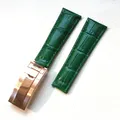 Bracelet montre cuir crocodile 20 mm pour Rolex – Band Color green-rosegold
