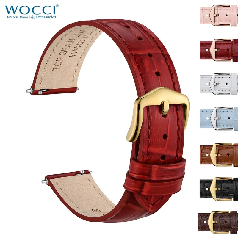 Bracelet montre cuir façon alligator 12 à 20 mm