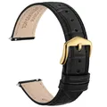 Bracelet montre cuir façon alligator 12 à 20 mm – Couleur du bracelet Black-Golden