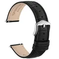 Bracelet montre cuir façon alligator 12 à 20 mm – Couleur du bracelet Black-Silver