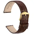Bracelet montre cuir façon alligator 12 à 20 mm – Couleur du bracelet Dark Brown-Golden