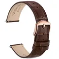 Bracelet montre cuir façon alligator 12 à 20 mm – Couleur du bracelet Dark Brown-Rosegold