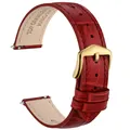 Bracelet montre cuir façon alligator 12 à 20 mm – Couleur du bracelet Ruby Red-Golden