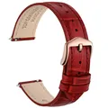 Bracelet montre cuir façon alligator 12 à 20 mm – Couleur du bracelet Ruby Red-Rosegold