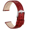 Bracelet montre cuir façon alligator 12 à 20 mm – Couleur du bracelet Ruby Red-Silver