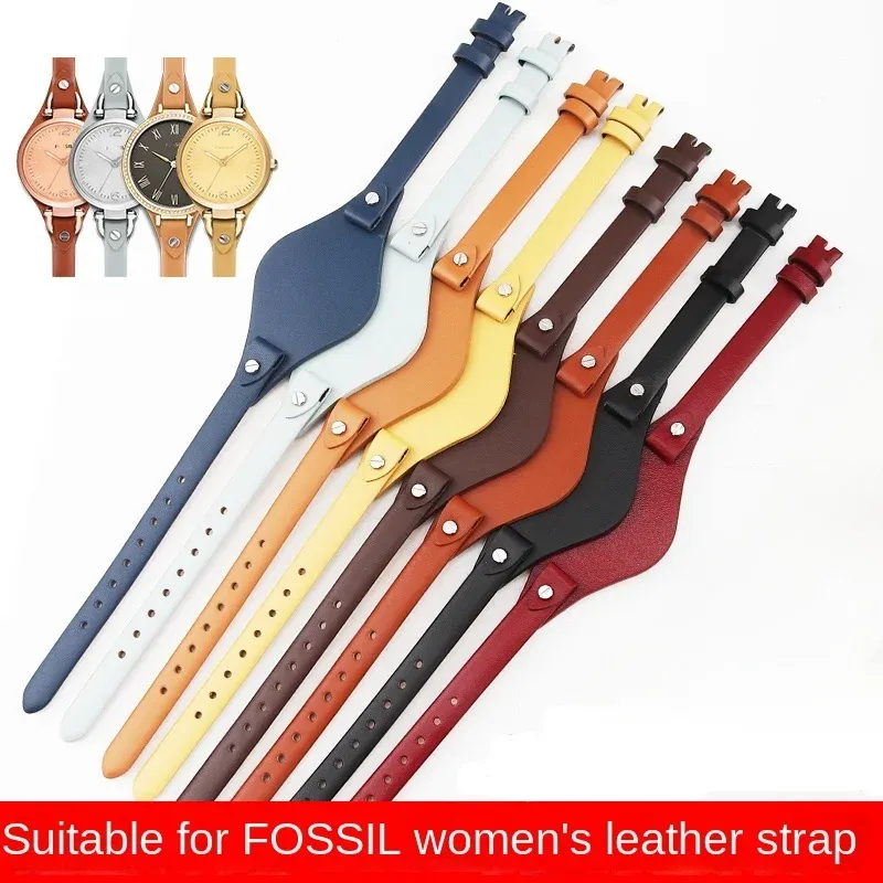 Bracelet montre cuir femme Fossil 8 mm étanche respirant