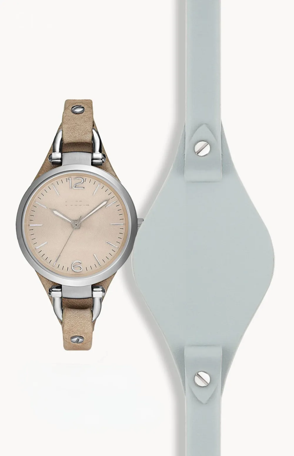 Bracelet montre cuir femme Fossil 8 mm étanche respirant