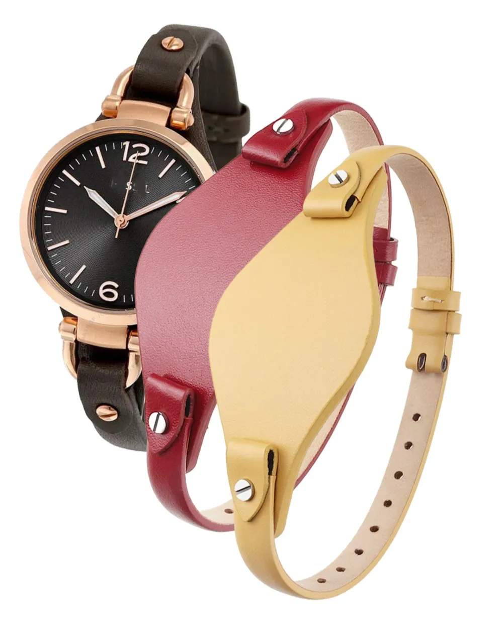 Bracelet montre cuir femme Fossil 8 mm étanche respirant
