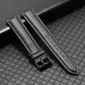 Bracelet montre cuir fibre carbone 20 à 22 mm pour Galaxy Watch – Couleur du bracelet Black Green