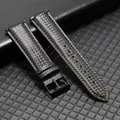 Bracelet montre cuir fibre carbone 20 à 22 mm pour Galaxy Watch – Couleur du bracelet Black Orange