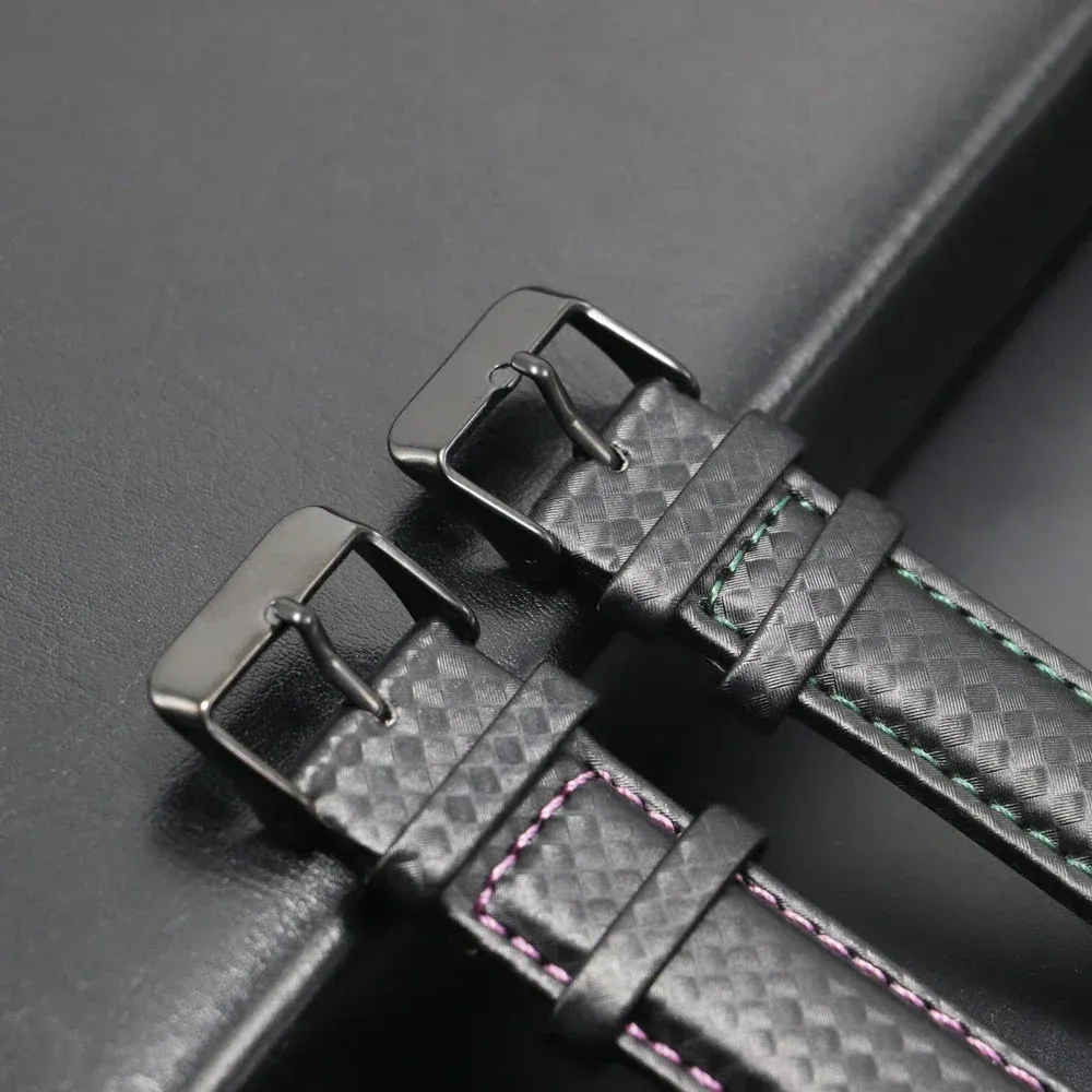 Bracelet montre cuir fibre carbone 20 à 22 mm pour Galaxy Watch