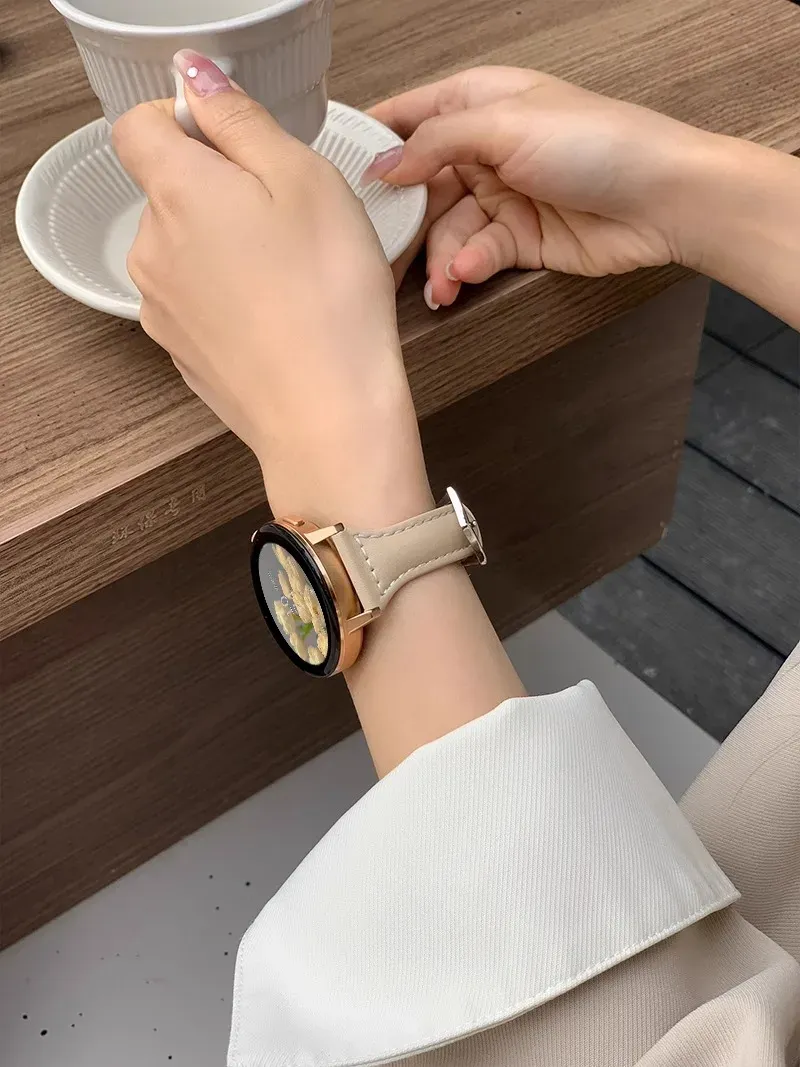 Bracelet montre cuir fin 20 à 22 mm pour Samsung Galaxy