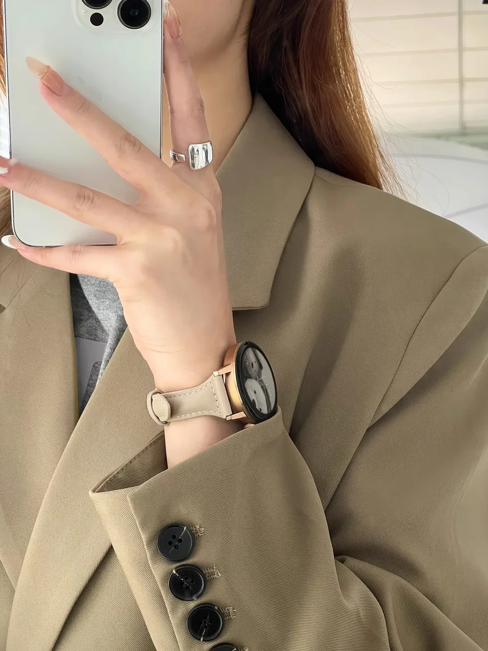 Bracelet montre cuir fin 20 à 22 mm pour Samsung Galaxy