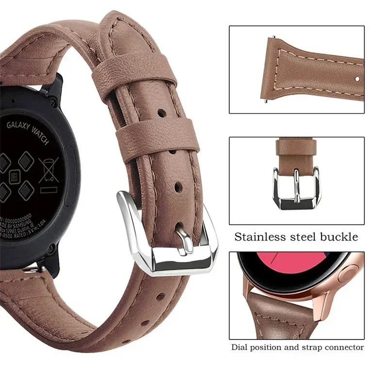Bracelet montre cuir fin 20 à 22 mm pour Samsung Galaxy