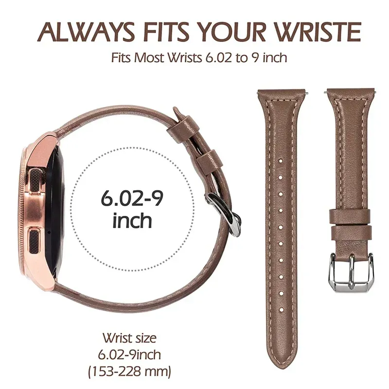Bracelet montre cuir fin 20 à 22 mm pour Samsung Galaxy