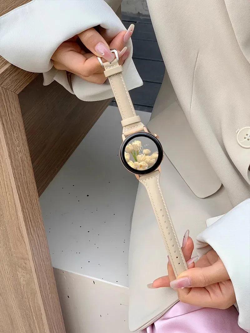 Bracelet montre cuir fin 20 à 22 mm pour Samsung Galaxy