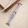 Bracelet montre cuir fin 38 à 49 mm pour Apple Watch – Couleur du bracelet 10 Lavender Purple