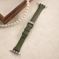Bracelet montre cuir fin 38 à 49 mm pour Apple Watch – Couleur du bracelet 2 Avocado green