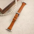 Bracelet montre cuir fin 38 à 49 mm pour Apple Watch – Couleur du bracelet 4 Hermes Orange