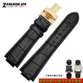 Bracelet montre cuir grain crocodile 24x14 mm – Couleur du bracelet Noir doré