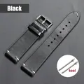 Bracelet montre cuir huilé 18 à 24 mm pour Seiko et Omega – Couleur du bracelet Black