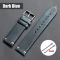 Bracelet montre cuir huilé 18 à 24 mm pour Seiko et Omega – Couleur du bracelet Dark Blue