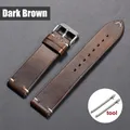 Bracelet montre cuir huilé 18 à 24 mm pour Seiko et Omega – Couleur du bracelet Dark Brown