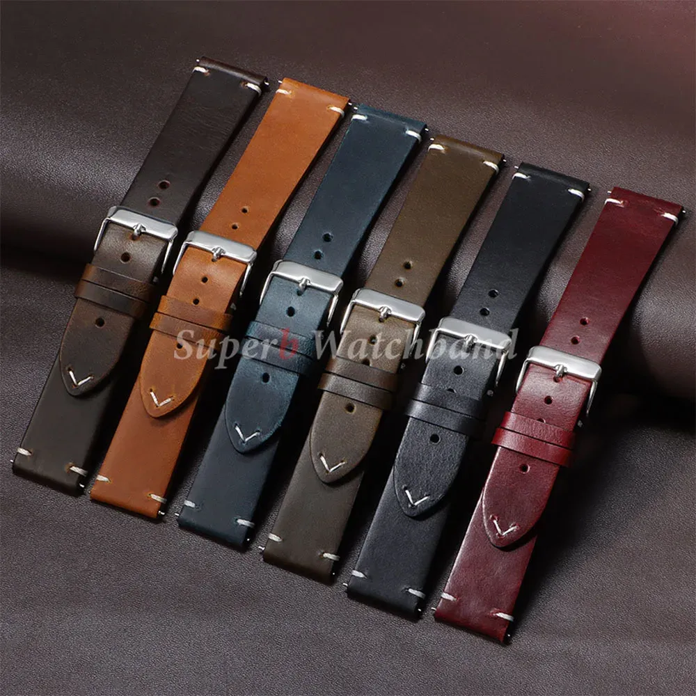 Bracelet montre cuir huilé 18 à 24 mm pour Seiko et Omega