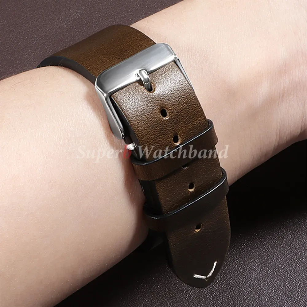 Bracelet montre cuir huilé 18 à 24 mm pour Seiko et Omega