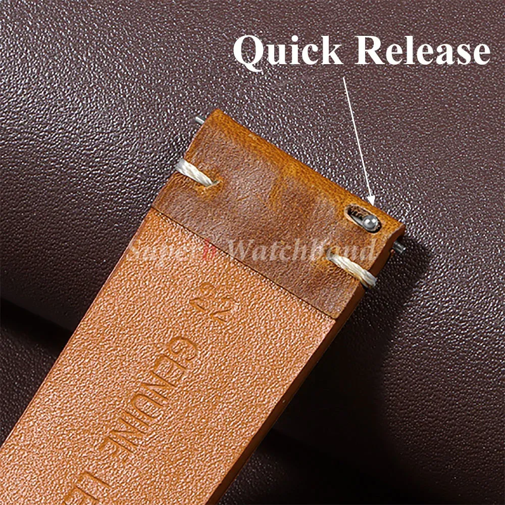 Bracelet montre cuir huilé 18 à 24 mm pour Seiko et Omega