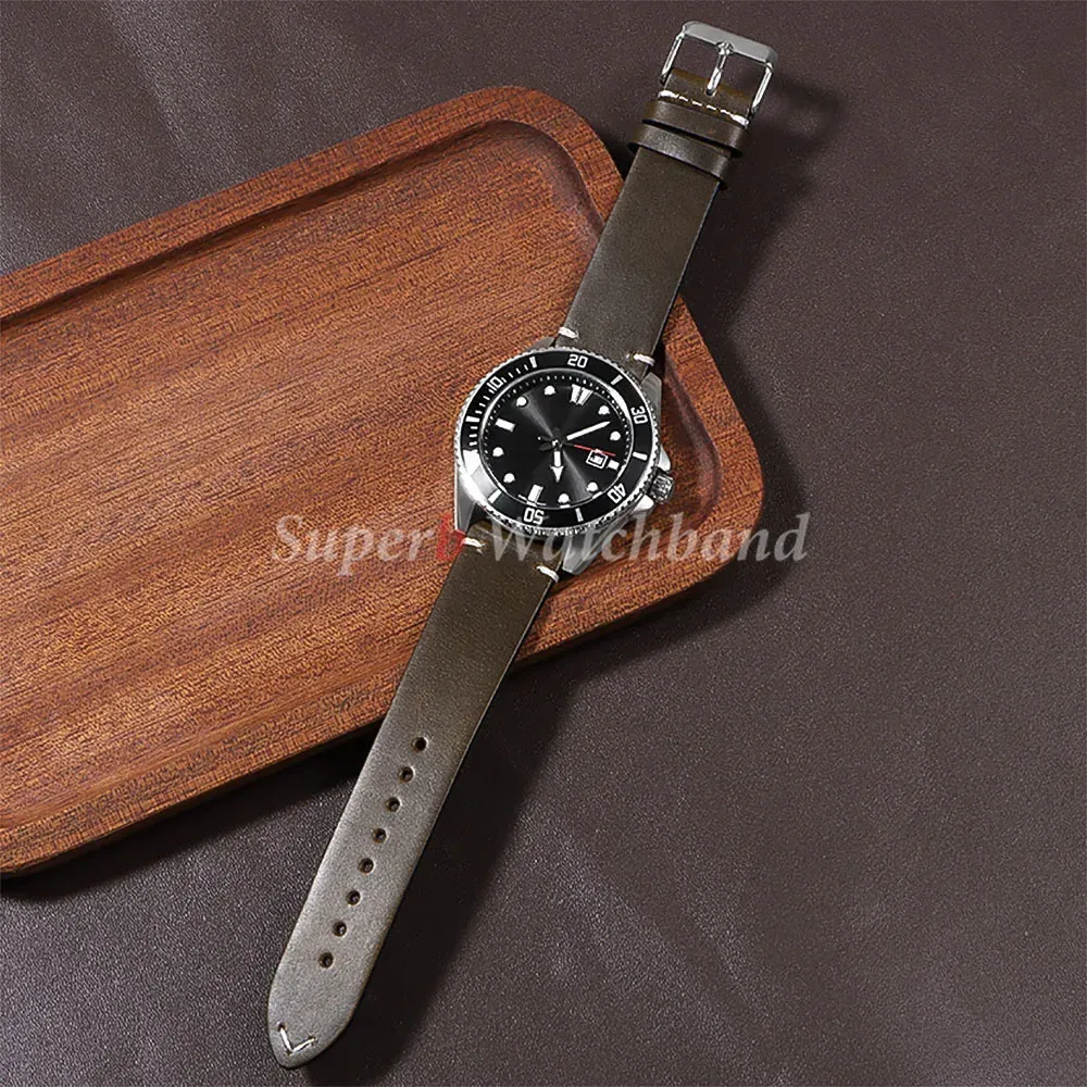 Bracelet montre cuir huilé 18 à 24 mm pour Seiko et Omega