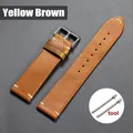 Bracelet montre cuir huilé 18 à 24 mm pour Seiko et Omega – Couleur du bracelet Yellow Brown