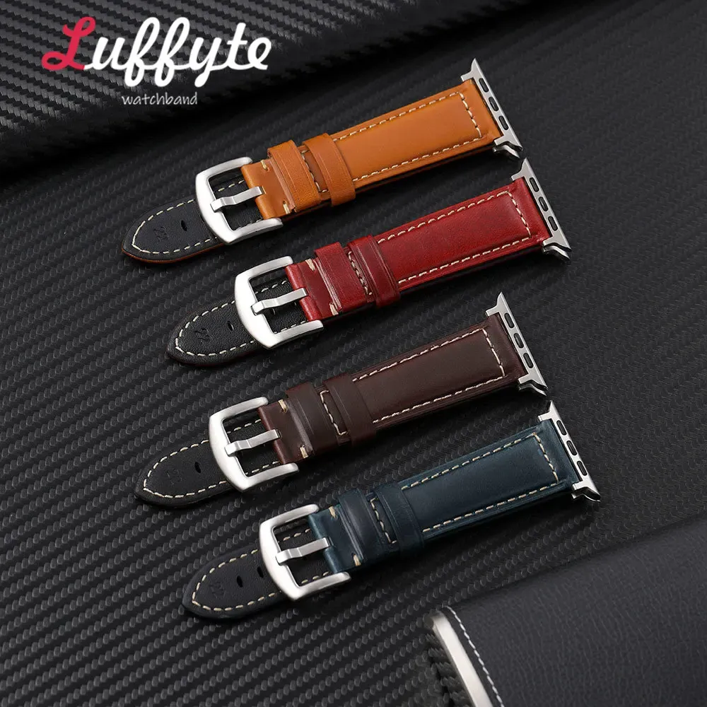 Bracelet montre cuir huilé 38 à 49 mm pour Apple Watch