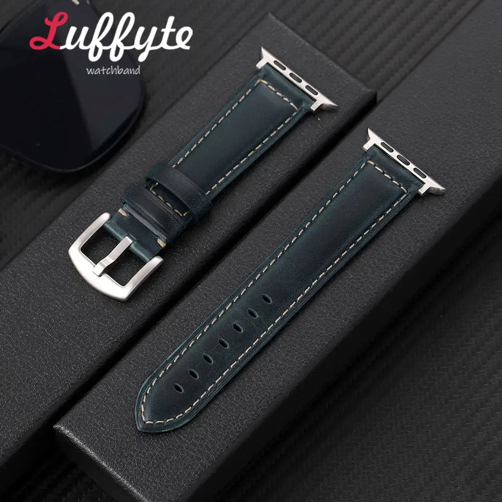 Bracelet montre cuir huilé 38 à 49 mm pour Apple Watch