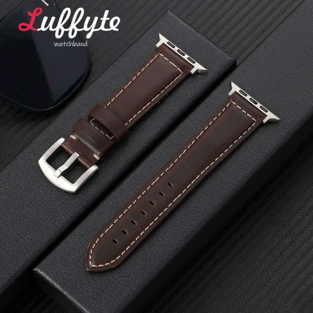 Bracelet montre cuir huilé 38 à 49 mm pour Apple Watch