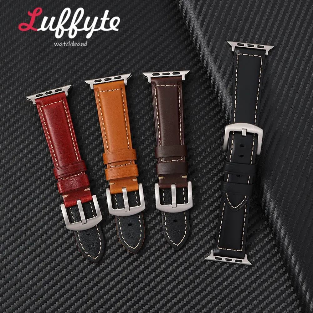 Bracelet montre cuir huilé 38 à 49 mm pour Apple Watch