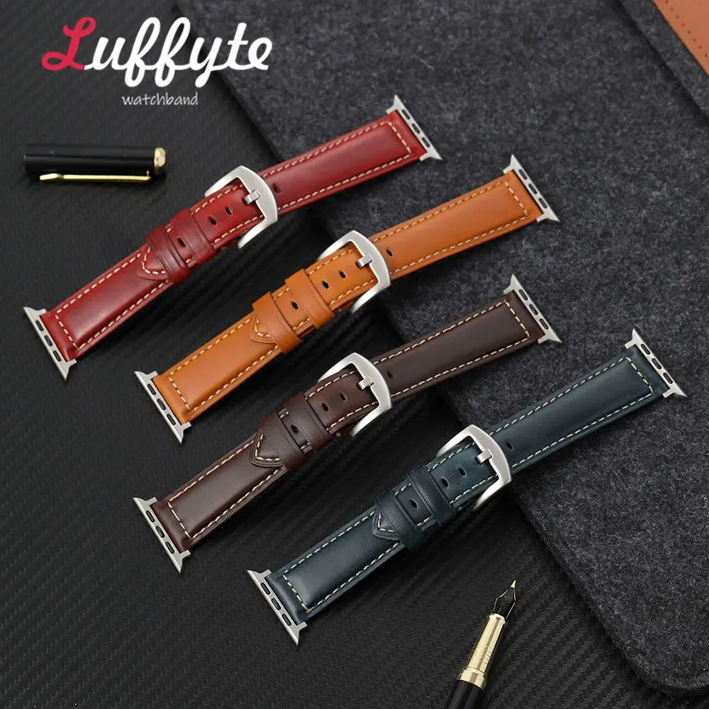 Bracelet montre cuir huilé 38 à 49 mm pour Apple Watch