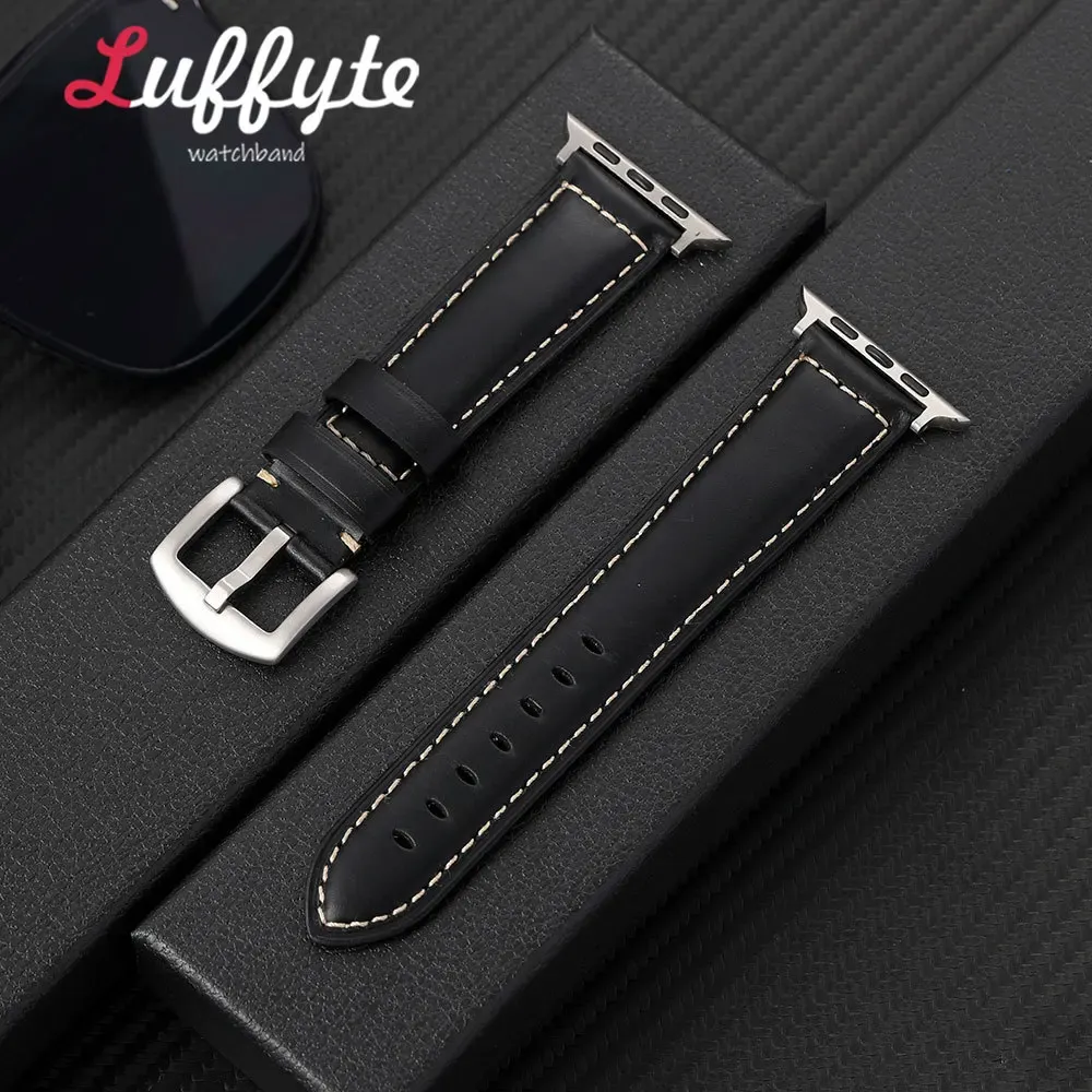 Bracelet montre cuir huilé 38 à 49 mm pour Apple Watch