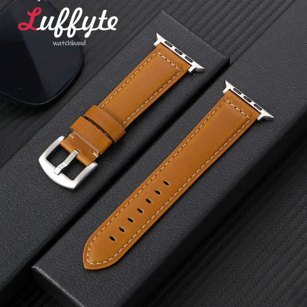Bracelet montre cuir huilé 38 à 49 mm pour Apple Watch