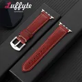 Bracelet montre cuir huilé 38 à 49 mm pour Apple Watch – Couleur du bracelet Red
